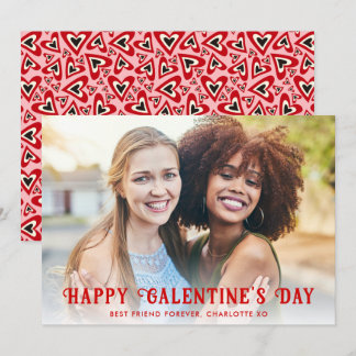 Retro Groovy Hearts Happy Gelantine's Day Photo Feestdagenkaart