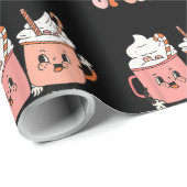 Retro Groovy heeft een beker met kerstmis sa Cadeaupapier (Rol Hoek)