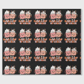 Retro Groovy heeft een beker met kerstmis sa Cadeaupapier (Vlak)