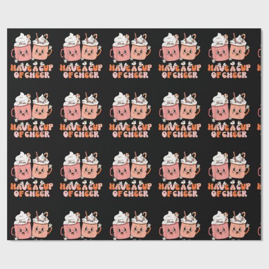 Retro Groovy heeft een beker met kerstmis sa Cadeaupapier (Vlak)