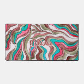 Retro Groovy Heet Roze Bourgondi Golvende Script N Bureaumat (Voorkant)