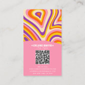 Retro Groovy Helder Roze QR Code Vet Boho Uniek Visitekaartje (Achterkant)