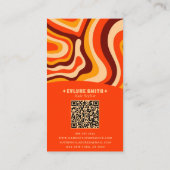 Retro Groovy Helder Sinaasappel QR Code Bold Boho Visitekaartje (Achterkant)