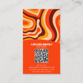 Retro Groovy Helder Sinaasappel QR Code Bold Boho Visitekaartje (Achterkant)
