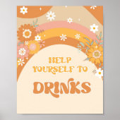 Retro groovy helpt jezelf bij het drinken poster (Voorkant)