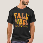 Retro Groovy Herfst Vibes Checkered Pattern Autumn T-shirt (Voorkant)
