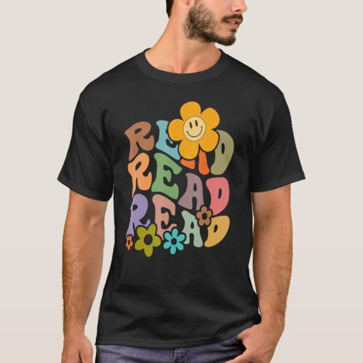 Retro Groovy Het is een goede dag om een boek 1 te T-shirt (Voorkant)