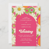 Retro groovy hete roze sinaasappel en witte madeli kaart (Voorkant)