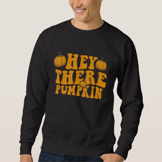 Retro Groovy Hey Daar pomkin Herfst pompoen Bedank Trui (Voorkant)