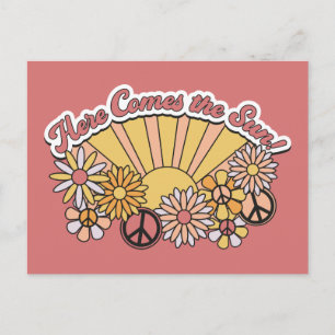Retro Groovy   Hier komt de  afbeelding van de zon Briefkaart