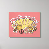 Retro Groovy | Hier komt de afbeelding van de zon Canvas Afdruk (Voorkant)