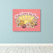 Retro Groovy | Hier komt de afbeelding van de zon Canvas Afdruk (Insitu (Houten vloer))