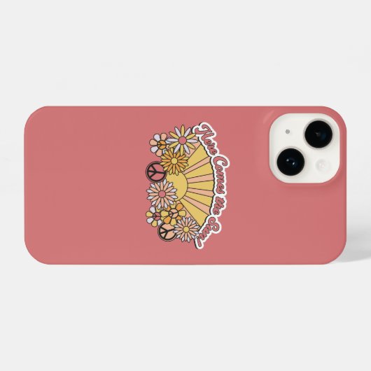 Retro Groovy | Hier komt de afbeelding van de zon iPhone Hoesje (Achterkant horizontaal)
