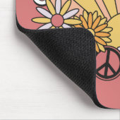 Retro Groovy | Hier komt de  afbeelding van de zon Muismat (Hoek)