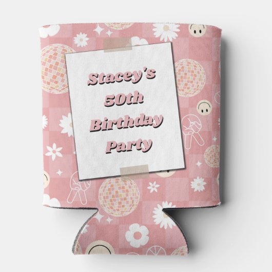 Retro Groovy Hippie 40e Verjaardag Foto Blikjeskoeler (Achterkant)