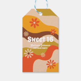 Retro Groovy Hippie Bloem Zoet 16 Cadeaulabel