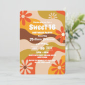 Retro Groovy Hippie Bloem Zoet 16 Kaart (Staand voorkant)