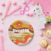 Retro Groovy Hippie Bloem Zoet 16 Papieren Bordje (Feest)