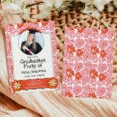 Retro Groovy Hippie Bloemen Foto Afstuderen Kaart