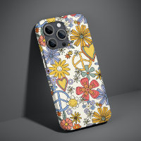Retro Groovy Hippie Bloemen Harten