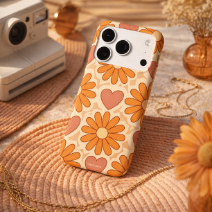 Retro Groovy Hippie Bloemen & Harten Custom Moeder Case-Mate iPhone 14 Hoesje