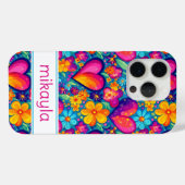 Retro Groovy Hippie Bloemen Harten Persoonlijk Case-Mate iPhone Case (Achterkant (horizontaal))