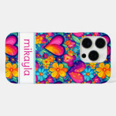 Retro Groovy Hippie Bloemen Harten Persoonlijk Case-Mate iPhone Case (Achterkant (horizontaal))