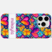 Retro Groovy Hippie Bloemen Harten Persoonlijk Case-Mate iPhone Case (Achterkant (horizontaal))