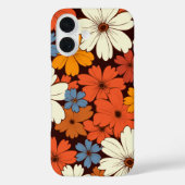 Retro Groovy Hippie Bloemen Rood Blauw Wit Geel Case-Mate iPhone Case (Achterkant)