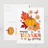 Retro Groovy Hippie Daisy Pumpkin Thanksgiving Briefkaart (Voorkant / Achterkant)
