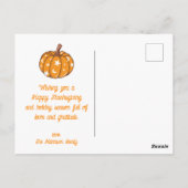 Retro Groovy Hippie Daisy Pumpkin Thanksgiving Briefkaart (Achterkant)