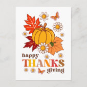 Retro Groovy Hippie Daisy Pumpkin Thanksgiving Briefkaart (Voorkant)