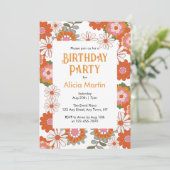 Retro Groovy Hippie Flora & Blad Kleurrijke Verjaa Kaart (Staand voorkant)