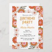 Retro Groovy Hippie Flora & Blad Kleurrijke Verjaa Kaart (Voorkant / Achterkant)