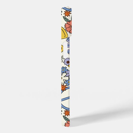 Retro Groovy Hippie Flowers Hearts Case-Mate iPhone Case (Achterkant / Rechts)