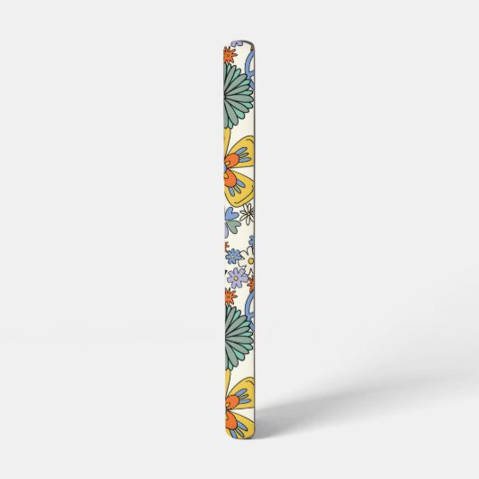 Retro Groovy Hippie Flowers Hearts Samsung Galaxy Hoesje (Linkerkant)