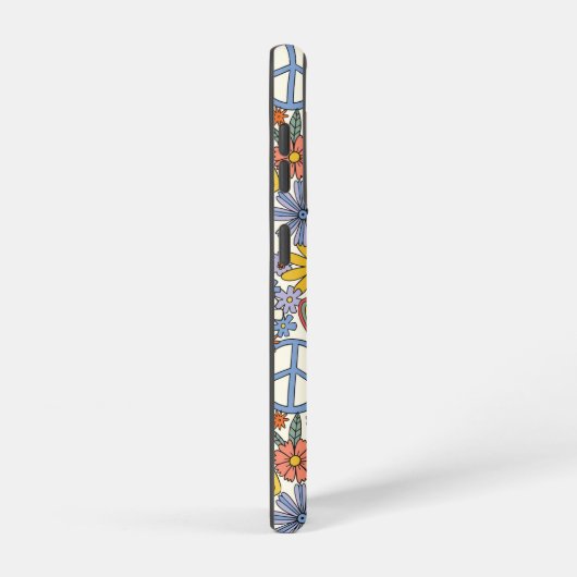 Retro Groovy Hippie Flowers Hearts Samsung Galaxy Hoesje (Rechterkant)