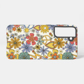 Retro Groovy Hippie Flowers Hearts Samsung Galaxy Hoesje (Achterkant horizontaal)