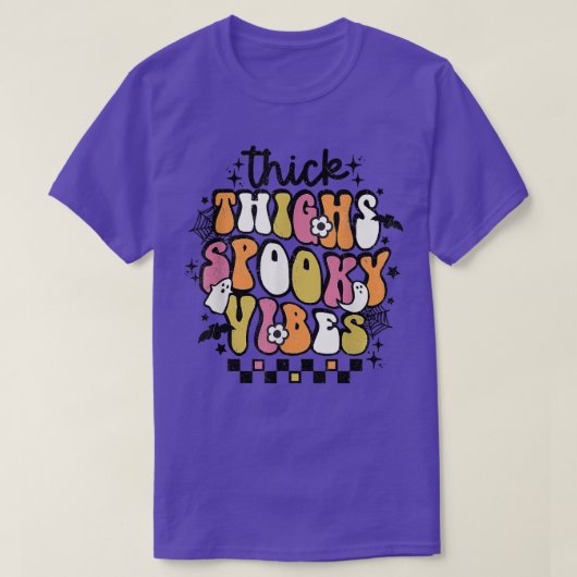 Retro Groovy Hippie Halloween Thick Thighs Spooky T-shirt (Design voorkant)