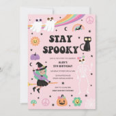 Retro Groovy Hippie Halloween Verjaardag uitnodigi Kaart (Voorkant)