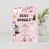 Retro Groovy Hippie Halloween Verjaardag uitnodigi Kaart (Staand voorkant)