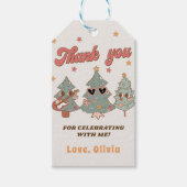 Retro Groovy Hippie Kerstboom Verjaardagsgunst Cadeaulabel (Voorkant)