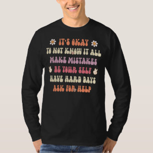 Retro Groovy Hippie leraar is oké om niet te weten T-shirt