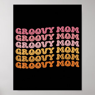 Retro groovy hippie moeder bijpassende familie moe poster