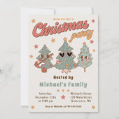 Retro Groovy Hippie Rockin' Christmas Tree Party Kaart (Voorkant)