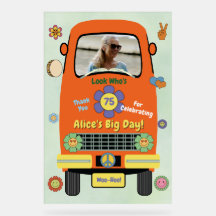 Retro Groovy Hippie Verjaardagsfeestje