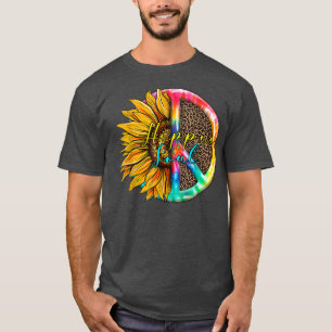 Retro Groovy Hippie Ziel Vredesteken Zonnebloem T-shirt