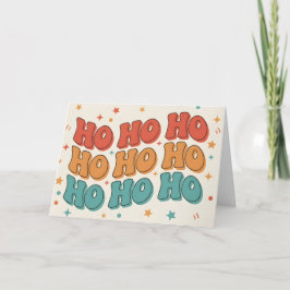 Retro Groovy Ho Ho Ho Prettig Kerstfeest Feestdagen Kaart