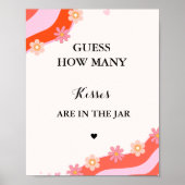 Retro Groovy hoeveel kisses vrijgezellenfeest spel Poster (Voorkant)