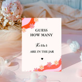 Retro Groovy hoeveel kisses vrijgezellenfeest spel Reclamebord Met Voetstuk